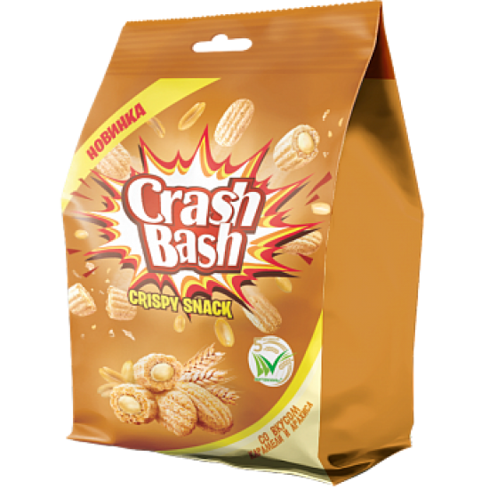 Снеки CRASHBASH фигурные изделия со вкусом карамели и арахиса пакет /Эссен/ 150 гр 12 шт