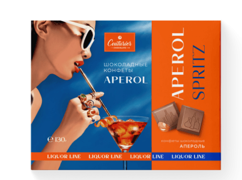 Наб.кф./Шок. Кутюрье/ LIQUEUR LINE со вкусом APEROL SPRITZ 130 гр.ШТУЧНО