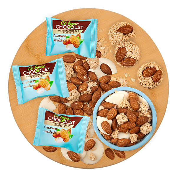 Кф. Co barre de CHOCOLAT Мультизлаковые с цельным миндалем /В.А.Ш. Шоколатье/ 2 кг