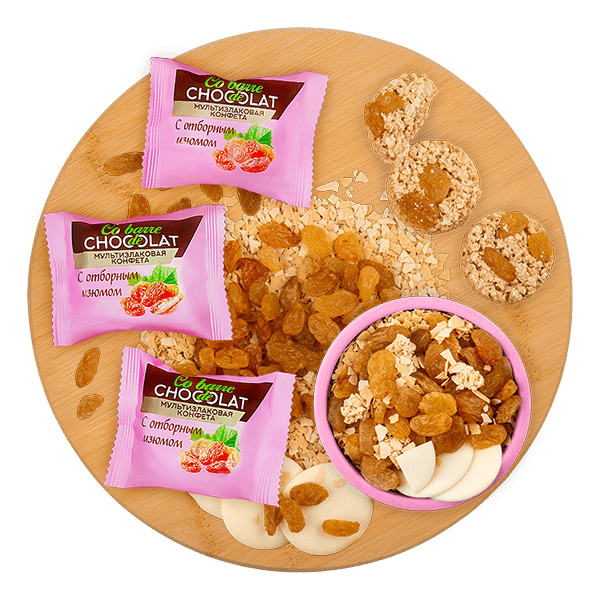 Кф. Co barre de CHOCOLAT Мультизлаковые с отборным изюмом /В.А.Ш. Шоколатье/ 2 кг