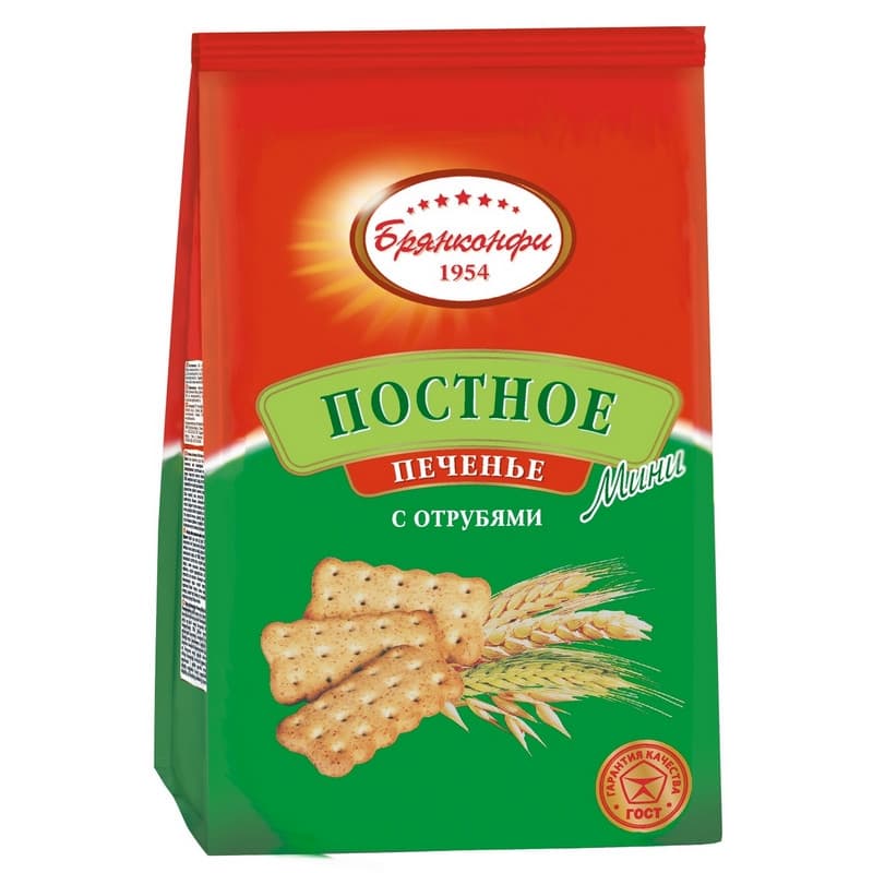 Печ.(фас) Постное мини с отрубями 200 гр /Брянконфи/, ШТУЧНО