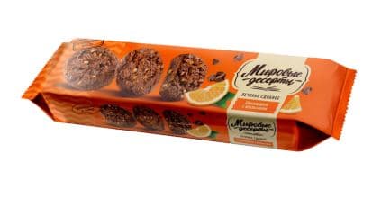 Печ.(фас) МИРОВЫЕ ДЕСЕРТЫ Шоколадное с апельсином (ОРАНЖЕВАЯ) 170 гр  /Брянконфи/ ШТУЧНО