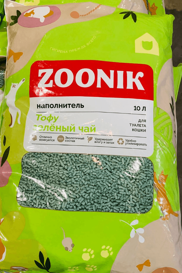ЗООНИК Наполнитель Тофу зеленый чай   10 л (4,6 кг)