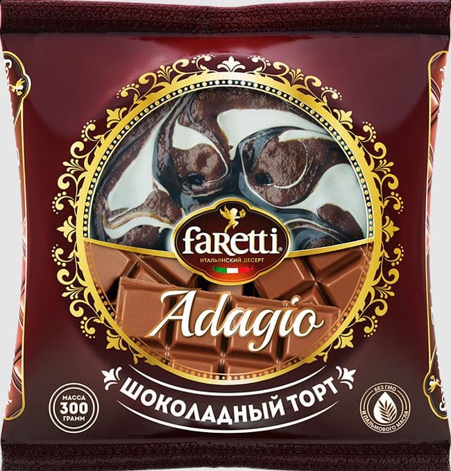 Торт бисквитный Adagio Шоколадный /FARETTI/ 300 гр ШТУЧНО