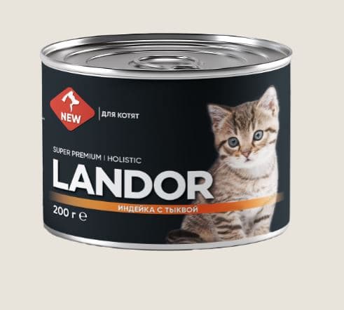 LANDOR Корм ВЛАЖНЫЙ для КОТЯТ индейка с тыквой 200 гр