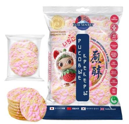 Кр-р. (ФАС) Рисовый FUJI SENBEI вкус КЛУБНИКИ /Кремона/  106 гр ШТУЧНО