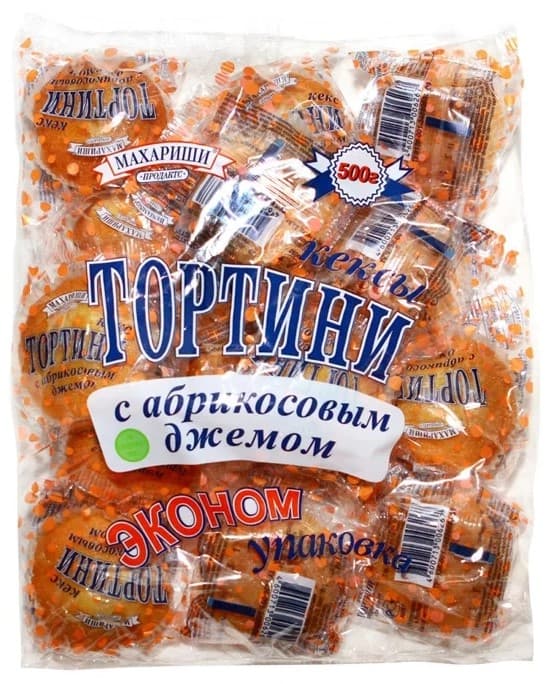 500 гр Изделия сдобные Тортини С АБРИКОСОВЫМ ДЖЕМОМ /Махариши/ 500 гр 7 шт