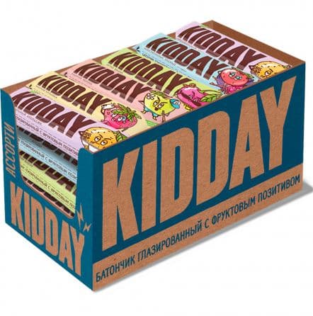 Батончик /Монет.двор/ KIDDAY Ассорти в глазури 40 гр 30 шт