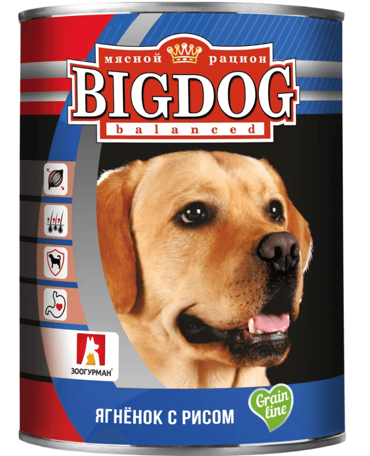 ЗООГУРМАН BIG DOG Ж/Б БАНКА ягненок с рисом   ж/б 850 грамм