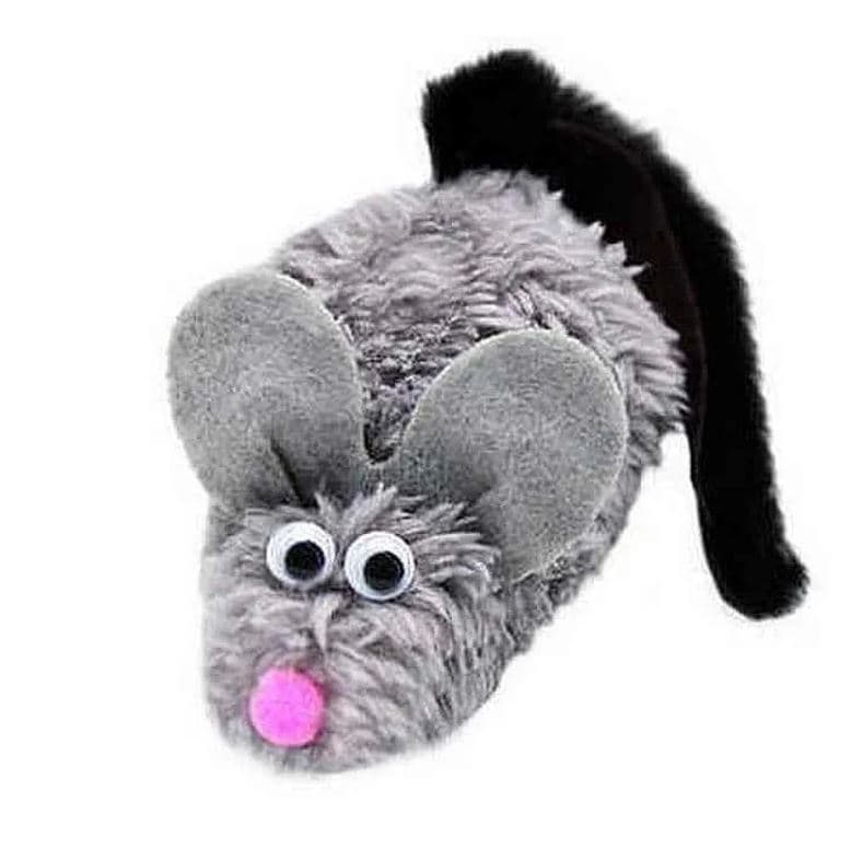 GoSi Игрушка для кошек МЫШЬ-ПОЛЕВКА С МИЛЫМИ УШКАМИ , хвост - натуральная норка серая