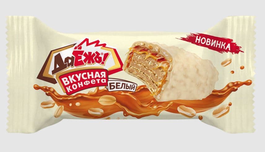 Кф. ДаЁжъ БЕЛЫЙ с карамелью, арахисом и криспи Пакет /Эссен/ 500 гр  ШТУЧНО
