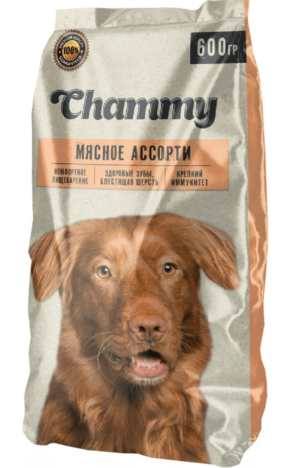 CHAMMY Корм СУХОЙ для СОБАК мелких и средних пород  МЯСНОЕ АССОРТИ  600 грамм ШТУЧНО