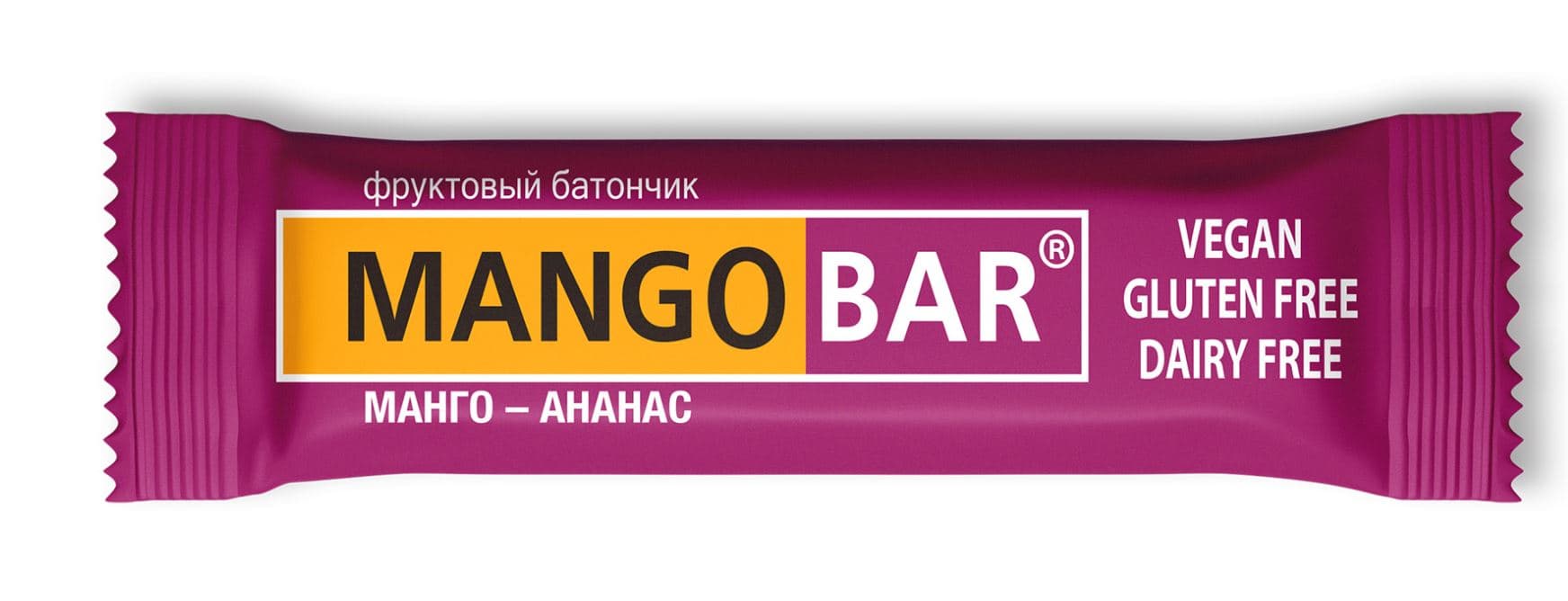Батончик MANGOBAR фруктовый МАНГО-АНАНАС /Агроимпорт/ 30 гр 20 шт   vegan!  без глютена
