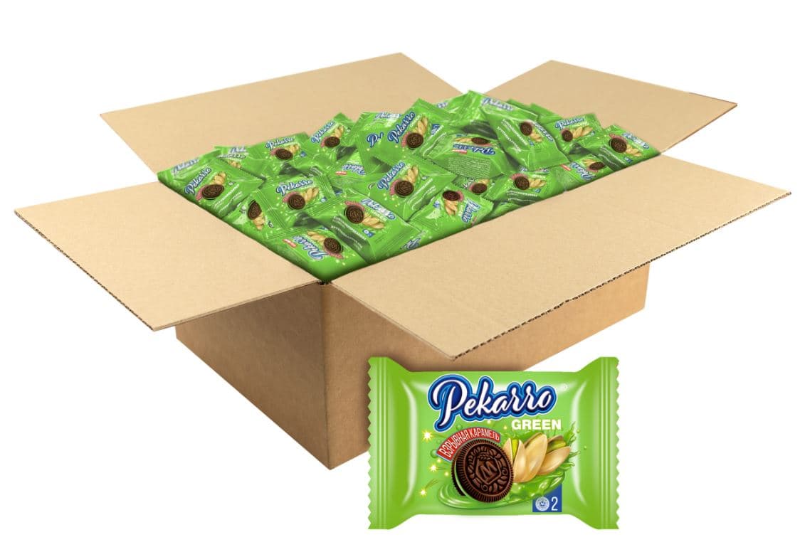 Печ. Pekarro green с какао, с ФИСТАШКОВОЙ  начинкой и взрывной карамелью /Морозова/ 3 кг   НОВИНКА