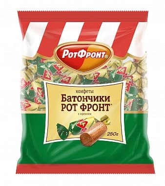 КОНФ Батончики РОТ-ФРОНТ с орехами фас 1/250 ШТУЧНО