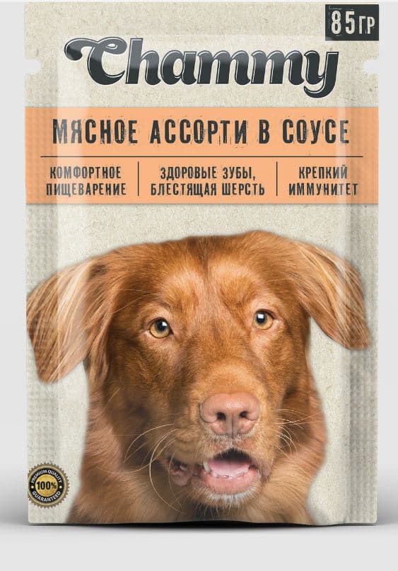 CHAMMY Корм Пауч для СОБАК  МЯСНОЕ АССОРТИ в соусе   85 гр 30 шт