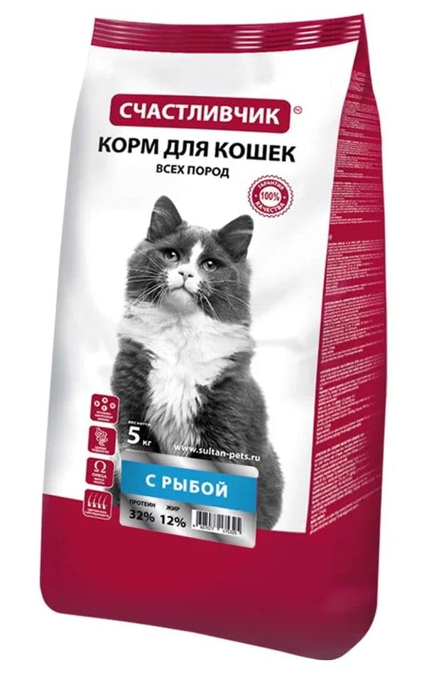СЧАСТЛИВЧИК  Корм для КОШЕК всех пород с рыбой 5 кг