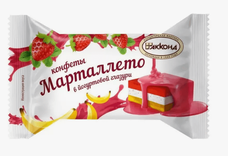 Кф./Акконд/ Мартелетто Клубника-банан в йогуртовой глазури  НОВИНКА 4 кг