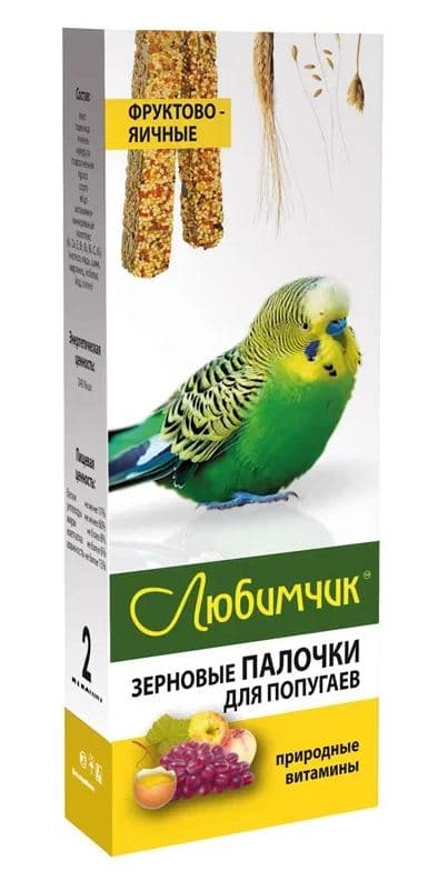 ЛЮБИМЧИК Зерновая палочка для попугаев фруктов.-яичн.  2шт80гр