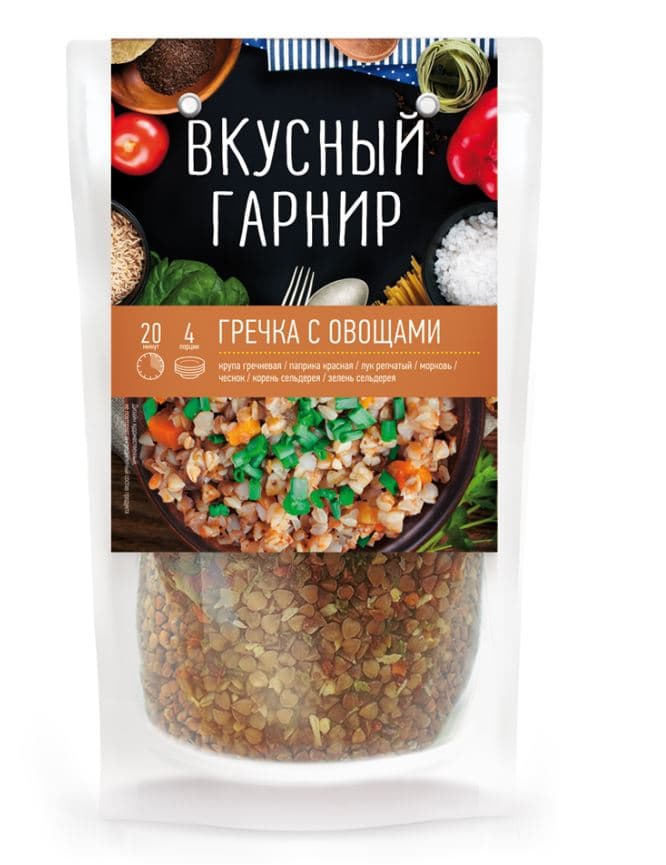 ВКУСНЫЙ ГАРНИР Гречка с овощами 200 гр 12 шт /Агроимпорт/
