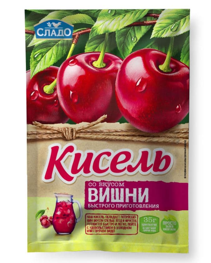 Кисель моментальный ВИШНЯ  35 гр 30 шт /Агроимпорт/