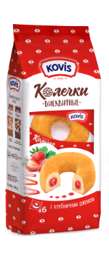 Пирожные КОЛЕЧКИ с КЛУБНИЧНЫМ ДЖЕМОМ /KOVIS/ 240 гр ШТУЧНО
