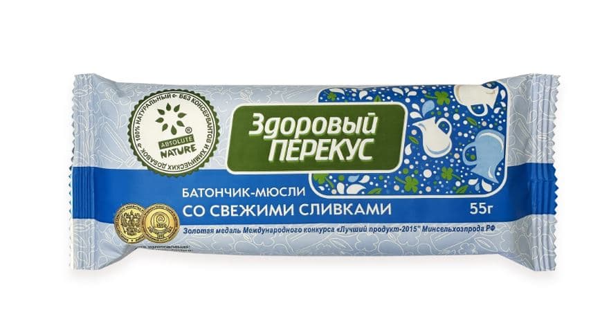 Батончики (ФАС) № 179 Мюсли Здоровый перекус С ТОПЛЕНЫМИ СЛИВКАМИ  55 гр 20 шт БЛОК