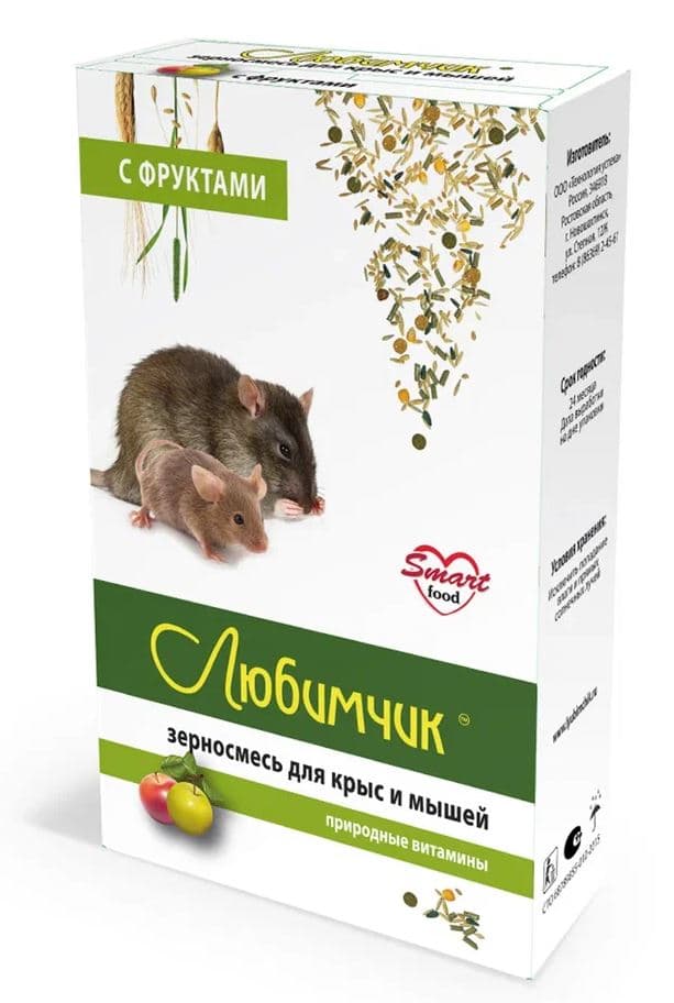 ЛЮБИМЧИК Зерносмесь для Крыс в коробке  фрукты  400 гр штучно
