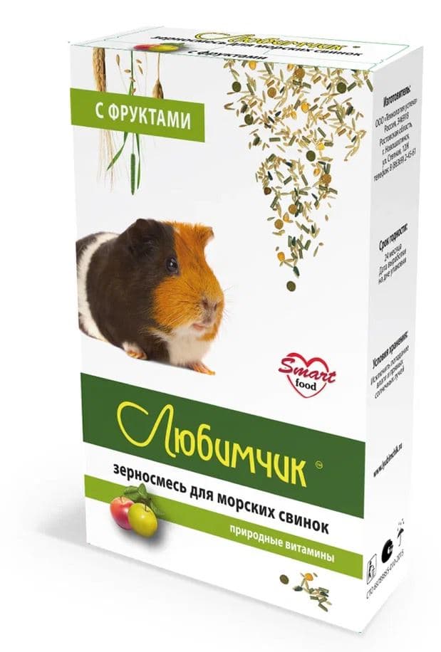 ЛЮБИМЧИК Зерносмесь для Морских свинок в коробке  фрукты  400 гр штучно