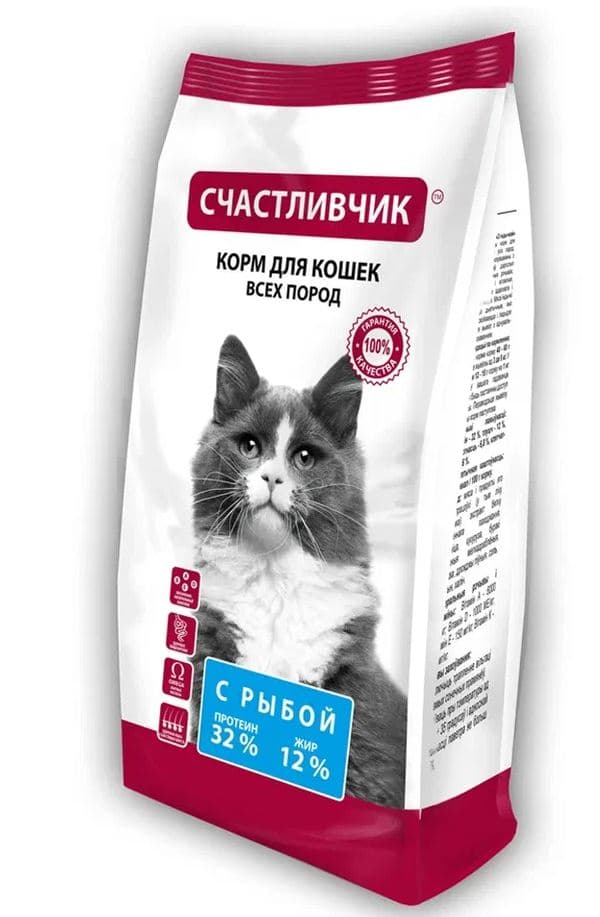 СЧАСТЛИВЧИК  Корм для КОШЕК с рыбой 400 гр штучно