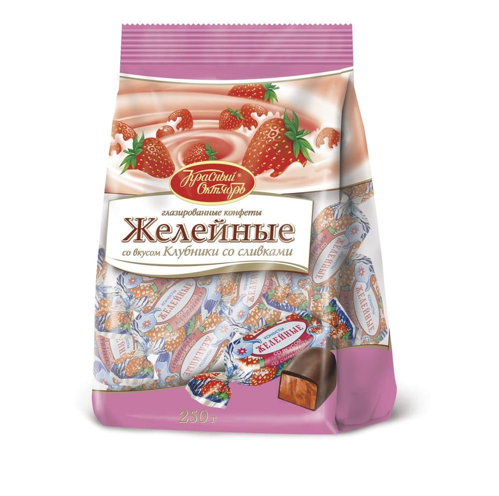 КОНФ Желейные со вкусом клубники со сливками фас 1/250 ШТУЧНО