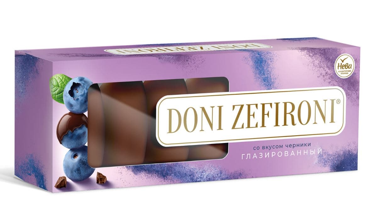 З-р.(ФАС) со вкусом ЧЕРНИКИ глазированный DONI ZEFIRONI  /Нева/ 210 гр ШТУЧНО