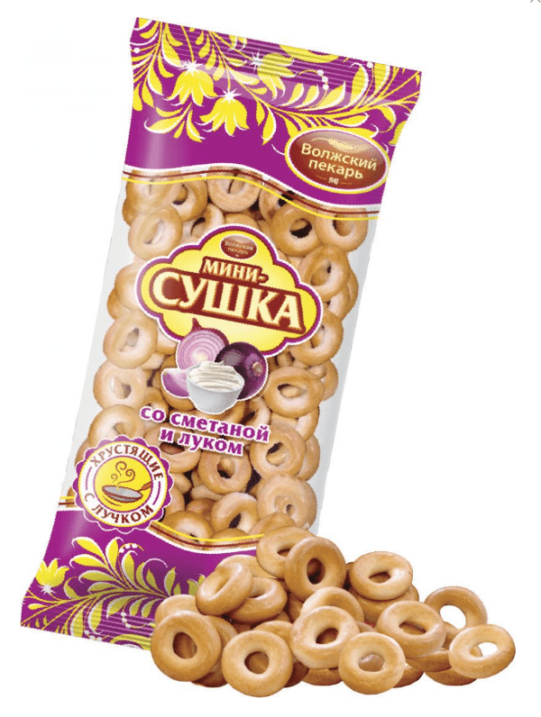 Сушки (ФАС)  Мини ЛУК-СМЕТАНА 180 гр /Волжский Пекарь/, 20 шт