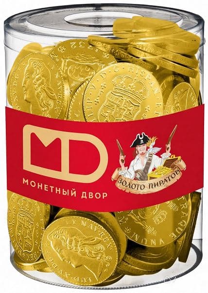 Ш-д./Монет.двор/ ШОКО монеты Золото пиратов БАНКА 6 гр 120 шт