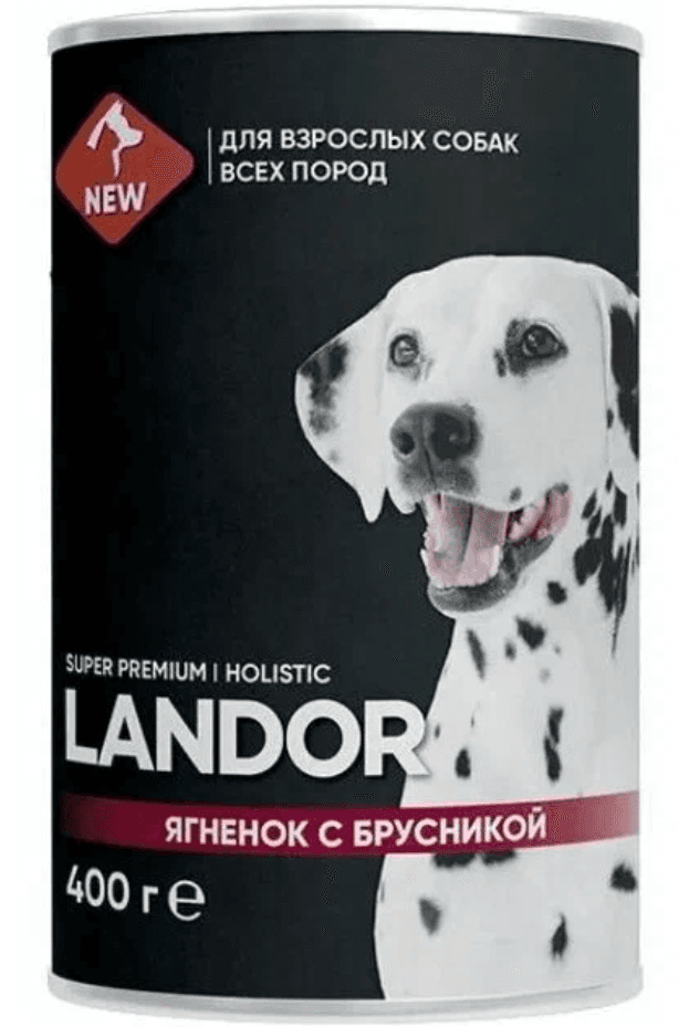 LANDOR Корм ВЛАЖНЫЙ для СОБАК всех пород ягненок с брусникой 400 гр