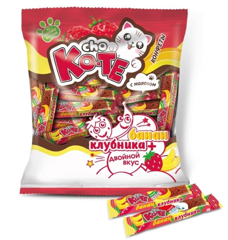 Кф. CHO KO-TE Банан-Клубника STIK пакет  /Эссен/   1 кг ШТУЧНО