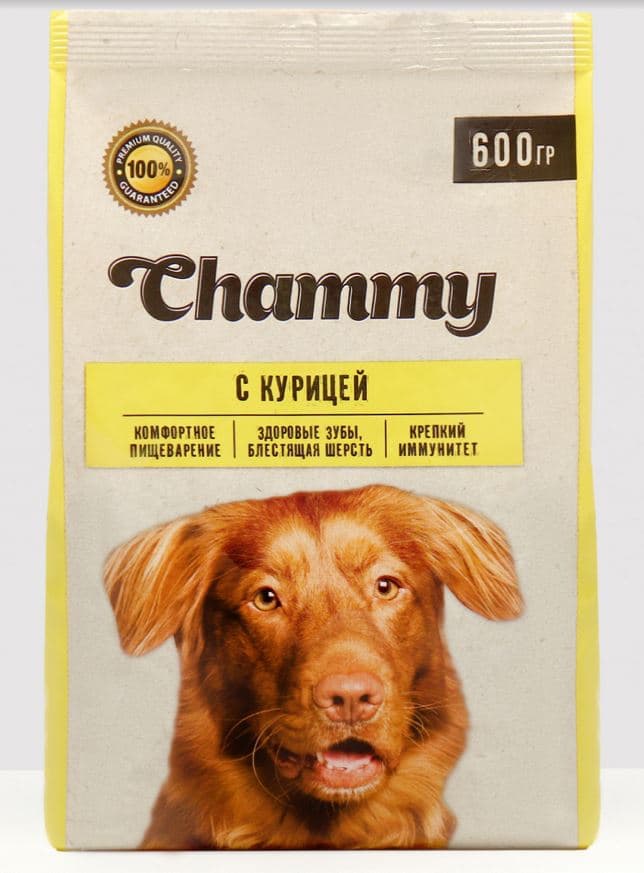 CHAMMY Корм СУХОЙ для СОБАК мелких и средних пород  с КУРИЦЕЙ   600 грамм ШТУЧНО