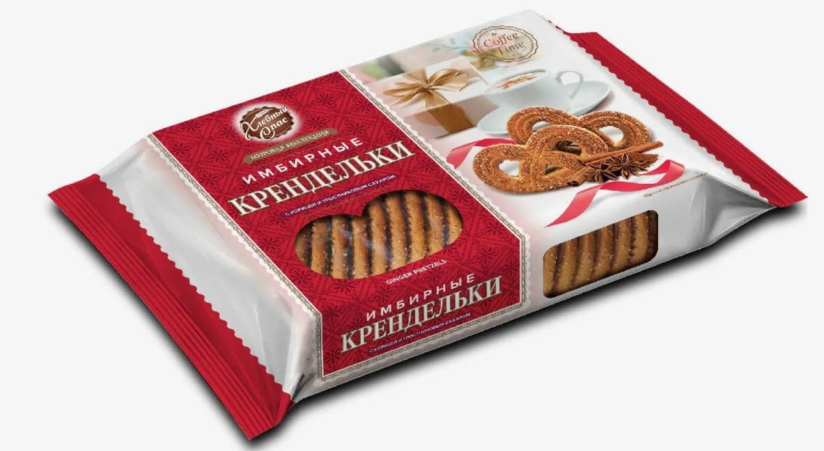 Печ (ФАС) КРЕНДЕЛЬКИ ИМБИРНЫЕ COFFEE TIME с корицей и тростн. сахаром  /Хлебный Спас/ 320 гр ШТУЧНО