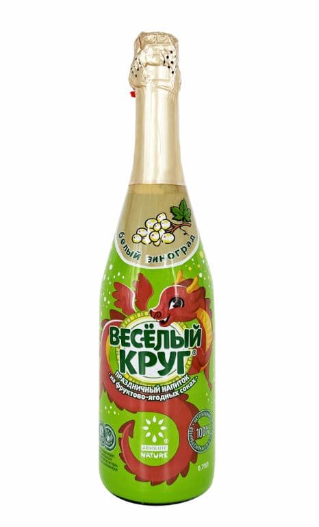 Веселый круг "БЕЛЫЙ ВИНОГРАД" напиток газированный  0,750 л
