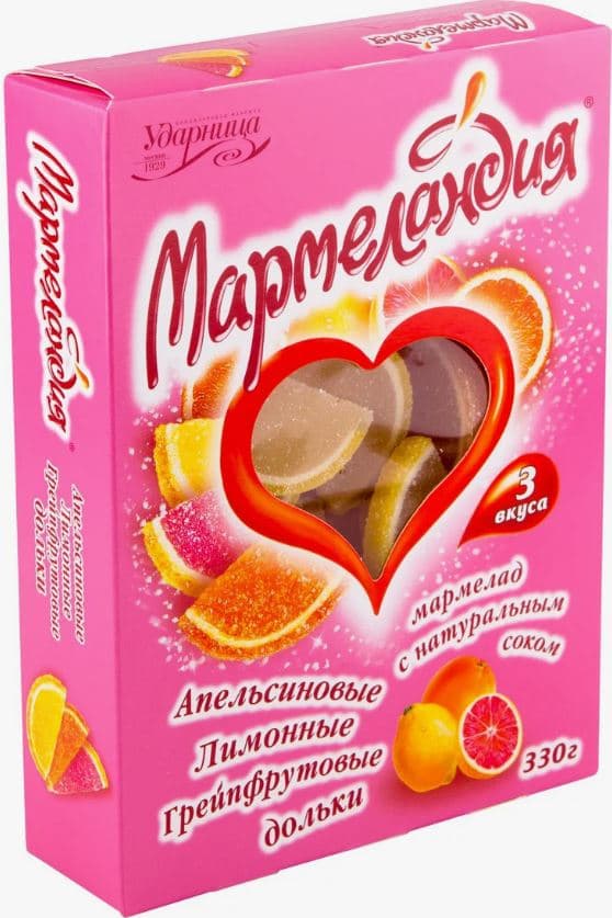 Мармеландия дольки апельс, лимон, грейп  /Ударница/, 330гр ШТУЧНО