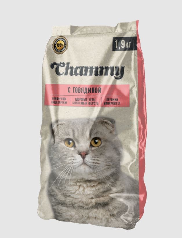 CHAMMY Корм СУХОЙ для КОШЕК с ГОВЯДИНОЙ  1.9 кг