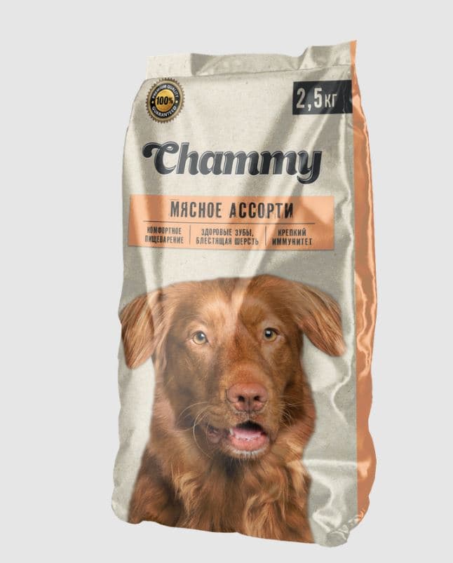 CHAMMY Корм СУХОЙ для СОБАК мелких и средних пород  с ГОВЯДИНОЙ   2,5 кг