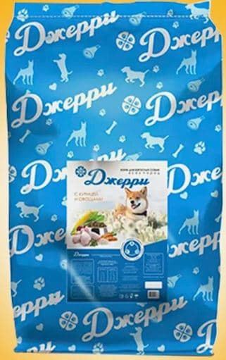 ДЖЕРРИ Корм сухой для СОБАК взрослых курица и овощи  10 кг