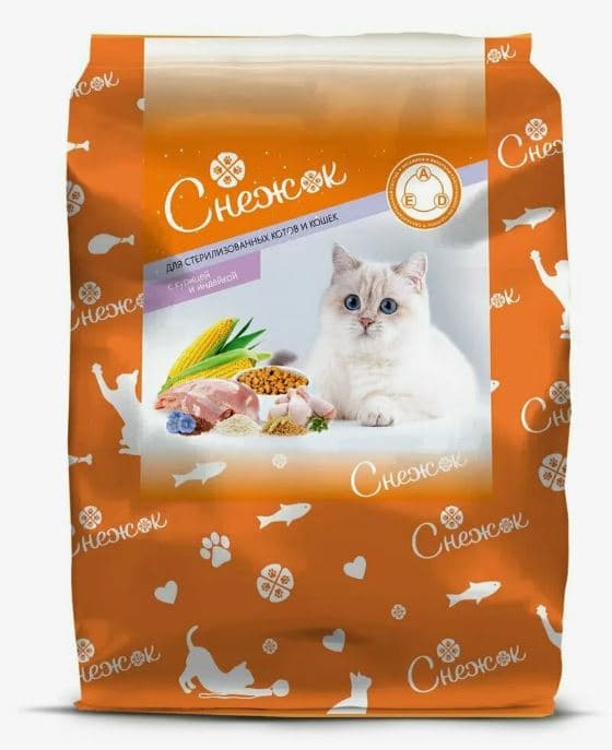 СНЕЖОК Корм сухой для КОШЕК стерилизованных курица и индейка  10 кг