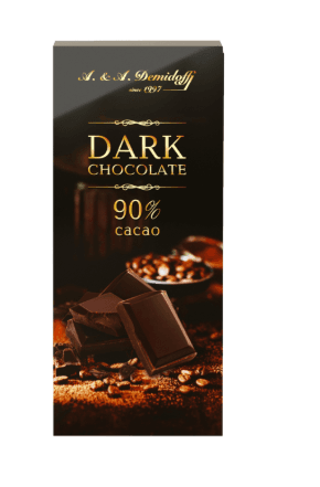 Ш-д.DEMIDOFF горький 90% какао /КонцернШоколадница/ 80 гр12 шт  БЛОЧНО