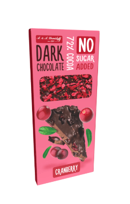 Ш-д. БЕЗ САХАРА 72% какао с посыпкой КЛЮКВОЙ (на стевии) /КонцернШоколадница/ 80 гр10 шт  БЛОЧНО