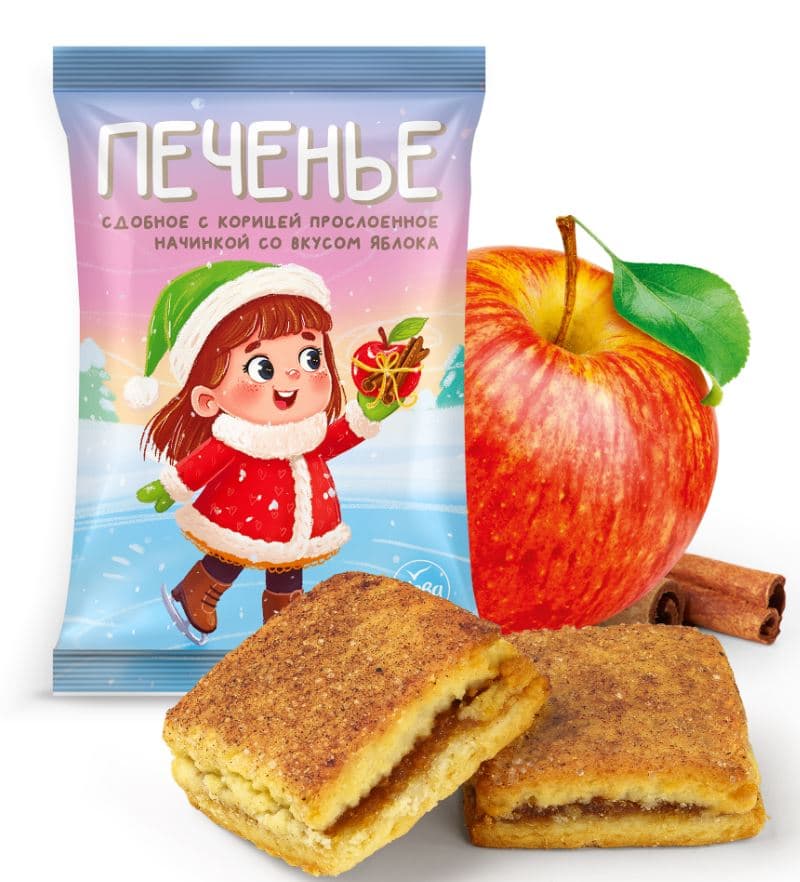 Печ.(фас) сдобное с корицей со вкусом яблока /Нева/, 36 гр 100 шт НГ